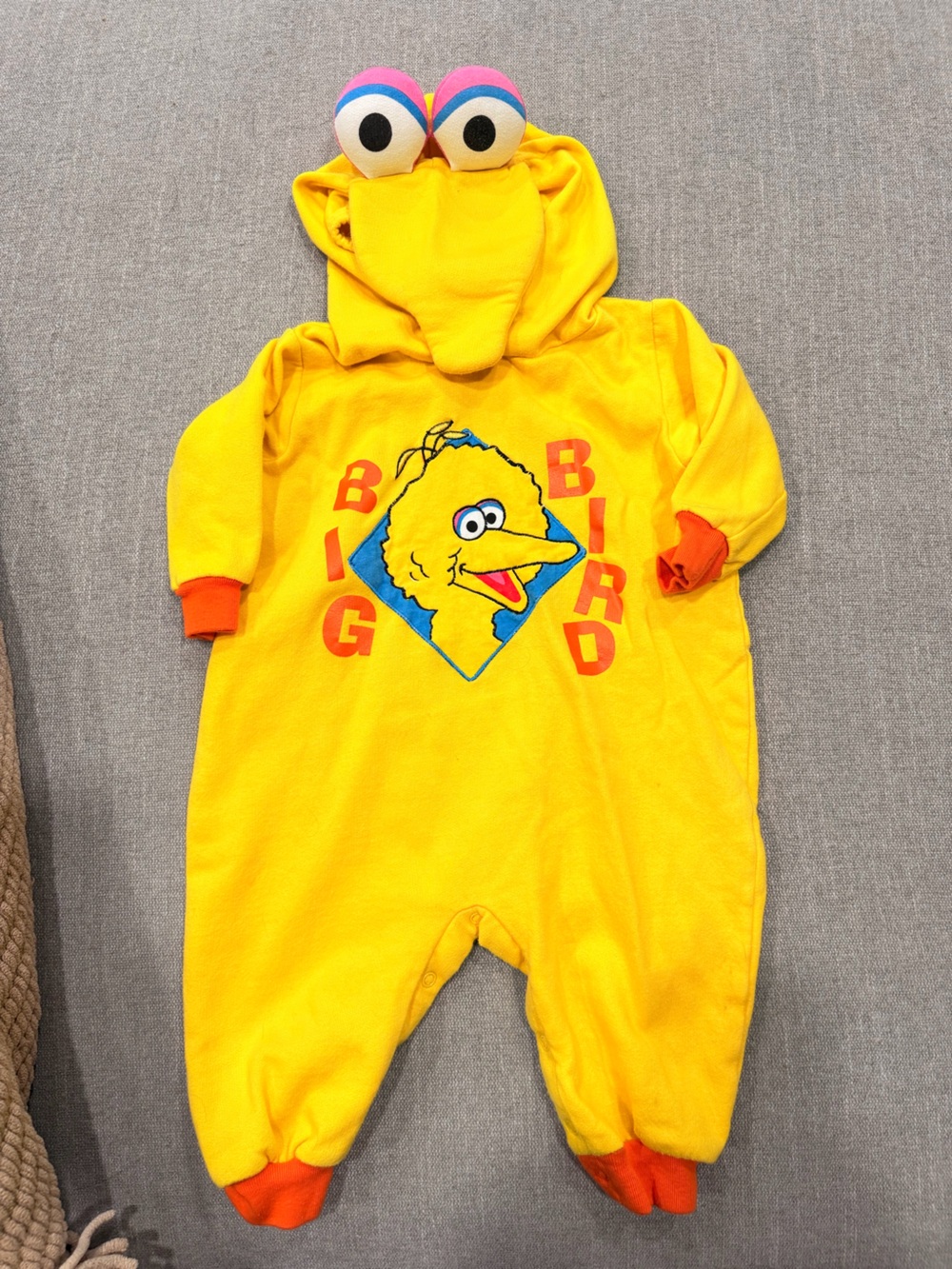 Vintage Sesame Street Big Bird Hooded Baby Costume Romper 12M